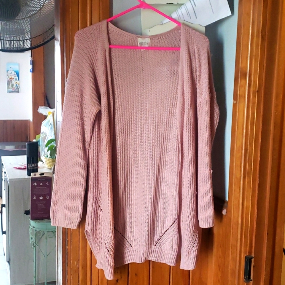 Pink Rose - Open Cardigan Sweater